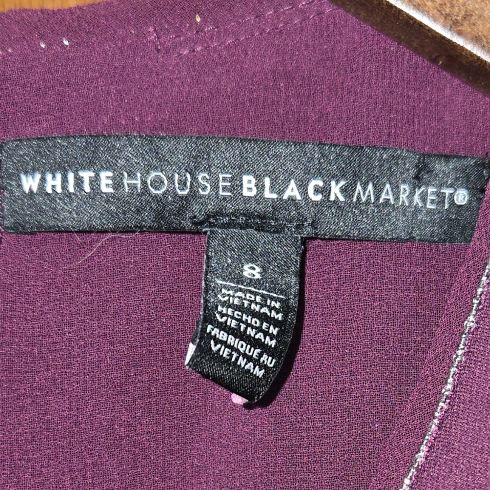White House Black Market Sleeveless Plum Crewneck Shell Silver Detail Blouse 8 - Picture 3 of 4